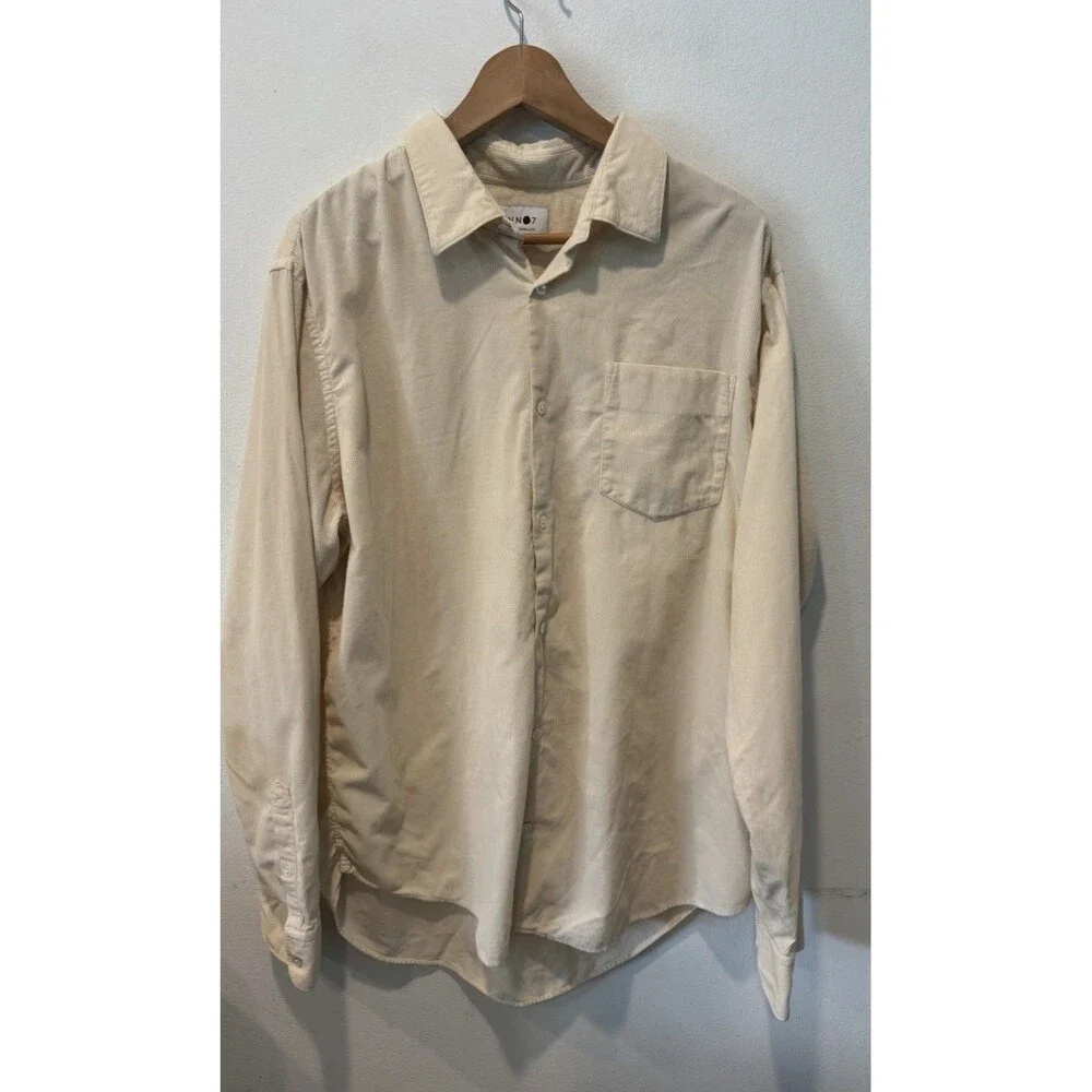 NN07 Errico Pocket 5120 Men’s XXL Cream Corduroy Button Down Shirt Cotton Blend